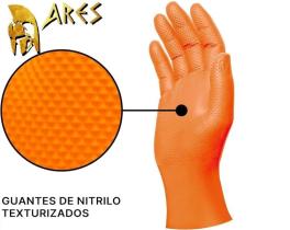 ARES ARAC435 - GUANTES NITRILO DIAMANTADO NARANJA XL. X CAJA 50UNDS